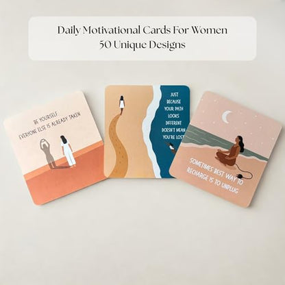 Positive Affirmation Cards for Women – 50 Daily Affirmation Cards for Mindfulness, Self-Care & Confidence | Premium Box + Wooden Stand