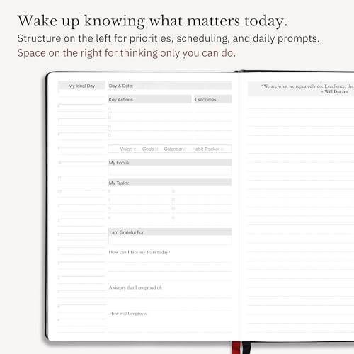 The Phoenix Journal - Quarterly Goal Planner, Daily Planner Journal & Organizer for Goal Setting, Productivity & Focus - Undated 12 Week Planner, Weekly & Monthly Planning, Habit Tracking - Hardcover - Black