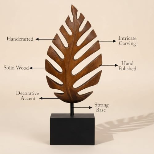 Solid Wood Leaf Sculpture, Gift for Mom, Home Decor, Living Room, Boho, Coffee Table, Centerpiece Table Decorations, Mantle, Bathroom Shelf, Farmhouse, Christmas Decorations