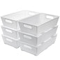 Tiawudi Stackable Woven Plastic Basket, Storage Bins for Cabinet, Closet, Shelf, Under Sink and Countertop, Pantry Organizer Bins, 6 Pack - color: White
