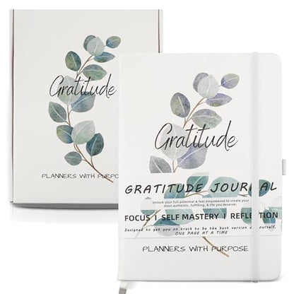Gratitude Journal for Women - 5 Minute Daily Self Care & Mindfulness Planner with Guided Prompts for Positivity, Affirmations, Manifestation, Reflection - Undated Happiness Diary - color: White