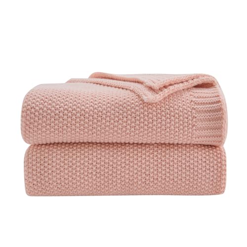 CozeCube Pink Throw Blanket for Couch, Soft Cozy Cable Knit Throw for Bed Sofa Living Room, Lightweight Warm Decorative Farmhouse Christmas Blanket, 50"x60", Pink - color: Pink, size: 50"x60"