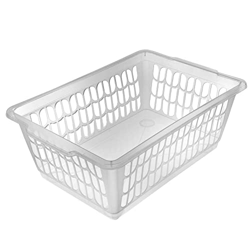 YBM HOME Plastic Perforated Storage Basket Bin Office Drawer, Shelf Desktop Countertop Tray Organizer 32-1188 (1, Clear) - color: Clear, size: Pack of 1