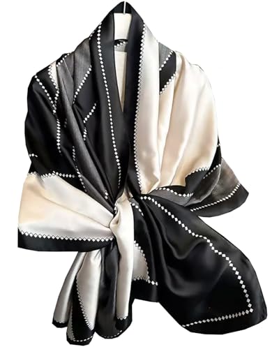 Dress Scarves Shawl Wraps Long Silky Scarf for Women Dressy Fashion Lightweight for Decorative Formal Evening Gowns - color: 1040-grey Geometry