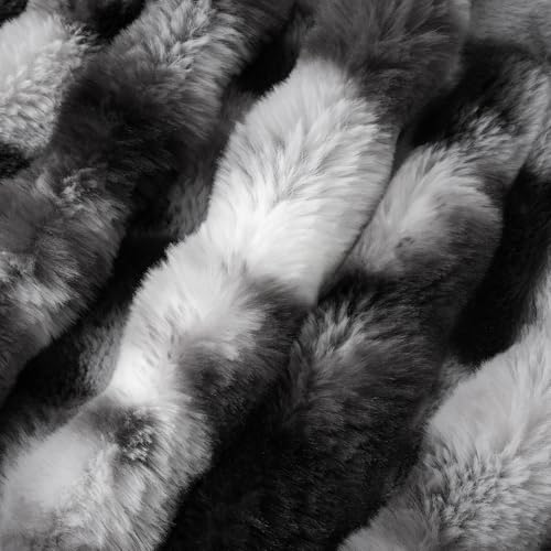 Amélie Home Faux Fur Throw Blanket, Ultra Soft Fuzzy Plush Bubble Blanket for Couch, Bed & Living Room, 60"x80", Tie-dye Black - color: Tie-dye Black, size: 60" x 80"