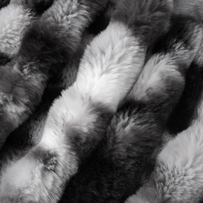 Amélie Home Faux Fur Throw Blanket, Ultra Soft Fuzzy Plush Bubble Blanket for Couch, Bed & Living Room, 60"x80", Tie-dye Black - color: Tie-dye Black, size: 60" x 80"