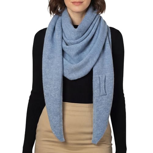 RIIQIICHY Shawl Wrap Women Pashmina Triangle Cape Knit Sweater Scarf for Fall Winter Fashion Accessory - color: Blue