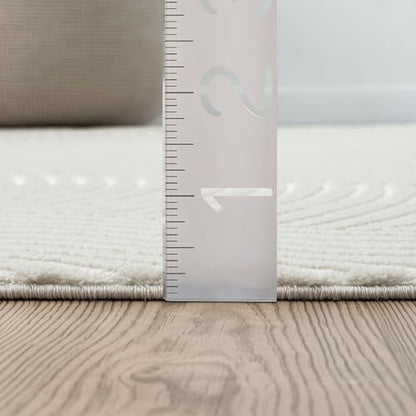 Abani Cream Area Rug for Living Room, Bedroom - Zen Reiki Pattern- 2 x 3 -Durable & Easy to Clean - color: Cream, size: 2' x 3' (Rectangular)
