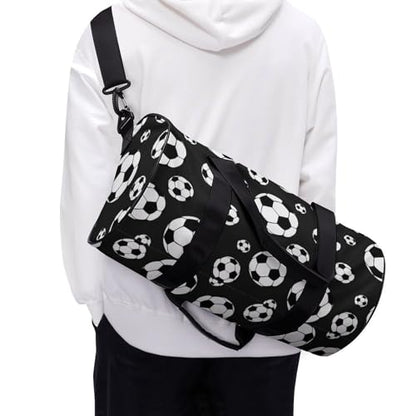 Soccer Balls Football Cylindrical Portable Fitness Bag, Large Capacity Handbag - color: soccer balls football
