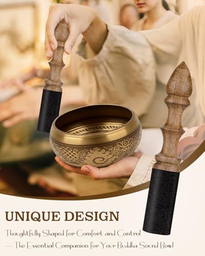 Singing Bowl Mallet 100% Hand-Sculpture in Nepal Tibetan Singing Bowl Wooden Mallet Striker Sound Bowl Stick Meditation Accessories for Meditation Yoga Relaxation Healing Gifts