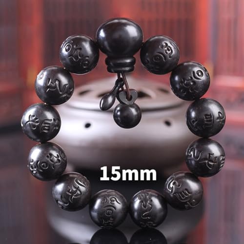 Tibetan Buddhist Mala Buddha Bracelet Natural Wood Bead Bracelet Om Meditation Yoga Prayer Bracelets - color: A, size: 15mm