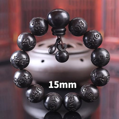 Tibetan Buddhist Mala Buddha Bracelet Natural Wood Bead Bracelet Om Meditation Yoga Prayer Bracelets - color: A, size: 15mm