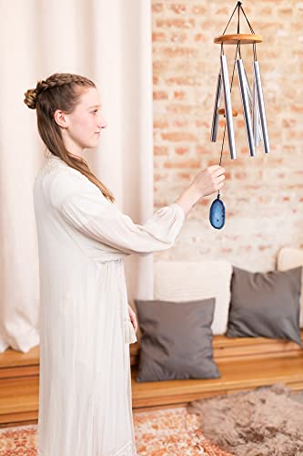 Blue Agate Meditation Chimes for Relaxing Sound Healing, 2-YEAR WARRANTY