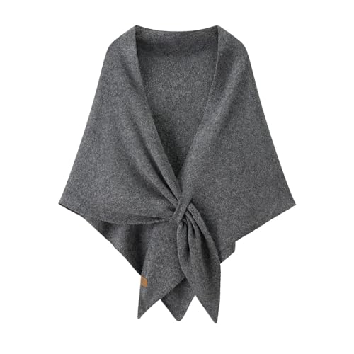 Women Pashmina Shawl Wraps Knitted Shawls and Wraps Cardigan Cape Wool Cashmere Shoulder Top Sweater Shawl Scarf - color: Grey