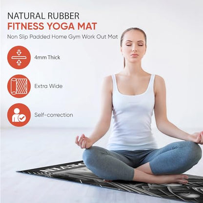 Custom Yoga Mat | Ships Next Day | Customize | Workout Mat for Men and Women | Non Slip Rubber Exercise Mat | 4mm Thick Gym Mat for Meditation, Pilates, Yoga, Gym - color: Greyscale