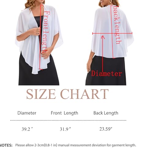Baoqiya Chiffon Shawl Evening Scarf Shawls and Wraps for Women Wedding Party Bridal Scarves Cover Ups - color: White