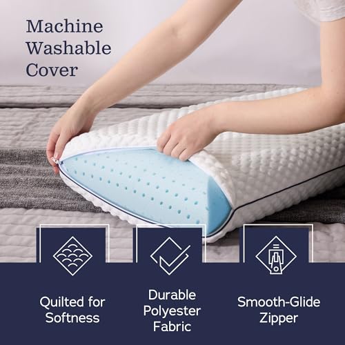 WEEKENDER Gel Memory Foam Pillow - Standard Size - Medium Firm Feel - Neck and Shoulder Support - Side & Back Sleepers - Home, Hotel, & Hospital Essentials - CertiPur Certified (Pack of 6) - size: Standard (Pack of 6), style: 1 Pack