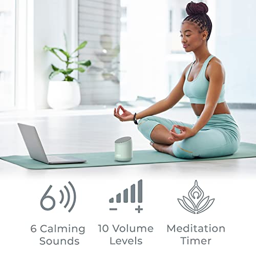 Pure Enrichment Wave Mini Zen Soothing Sound Machine - Portable Sound Machine for Yoga Studios, Travel & Sleep - 6 Relaxing Sounds, Optional Timer & Rechargeable Lithium Battery (Tranquil Green) - color: Tranquil Green