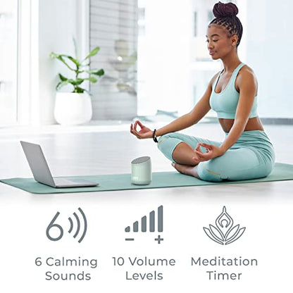 Pure Enrichment Wave Mini Zen Soothing Sound Machine - Portable Sound Machine for Yoga Studios, Travel & Sleep - 6 Relaxing Sounds, Optional Timer & Rechargeable Lithium Battery (Tranquil Green) - color: Tranquil Green
