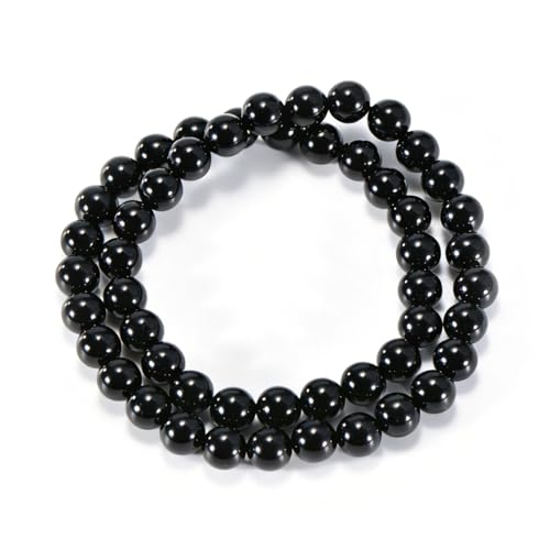 14in Agate Wrap Bracelet for Women Men Natural Round Beaded Agates Stone Healing Stretch Bracelets Elastic Handmade Polished Gemstone Beads Bracelet - color: Black Agate, size: 8mm Beads