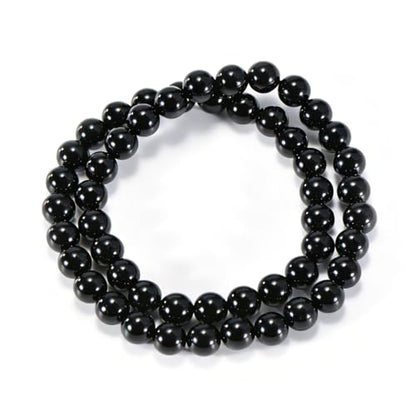 14in Agate Wrap Bracelet for Women Men Natural Round Beaded Agates Stone Healing Stretch Bracelets Elastic Handmade Polished Gemstone Beads Bracelet - color: Black Agate, size: 8mm Beads