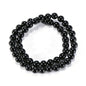 14in Agate Wrap Bracelet for Women Men Natural Round Beaded Agates Stone Healing Stretch Bracelets Elastic Handmade Polished Gemstone Beads Bracelet - color: Black Agate, size: 8mm Beads