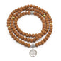 Authentic 5 Mukhi Rudraksha Mala - 108 Beads Spiritual Necklace with Tree of Life Pendant (10mm) - Yoga Meditation Jewelry for Men & Women - All-Natural Beads Chemical-Gift Box