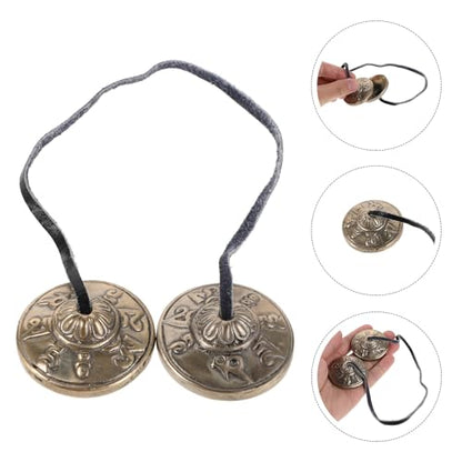 Nepalese Tingsha Finger Cymbals 4.5cm White Copper Tibetan Sound Therapy Bells Yoga Meditation Percussion Instrument for Mindfulness and Spiritual Practice