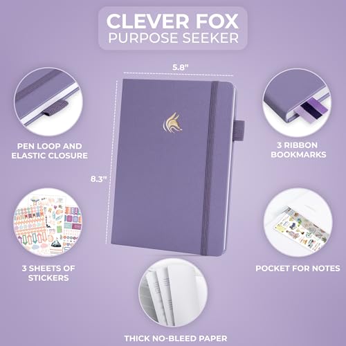 Clever Fox Purpose Seeker Journal – Guided Manifestation & Life Reflection Planner for Daily Self-Exploration, Goal-Setting & Gratitude (Lavender) - color: Lavender