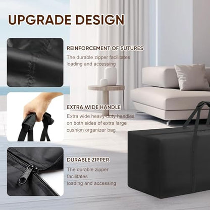 Outdoor Patio Cushion Storage Bag - Waterproof Large Patio furniture Cushion Organizer Storage Bag with Handle and Zipper, 68" L x 30" W x 20" H Big Foldable Duffle Cover-2 PACK - size: 2 PACK-68"L x 30"W x 20"H