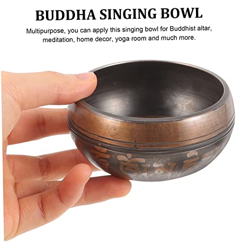 COLLBATH 1Set Tibet Singing Bowl Set Handmade Meditation Sound Bowl for Yoga Relaxation Chakra Healing Flat Bottom Multi Function Bowl with Wooden Mallet Zen Bag