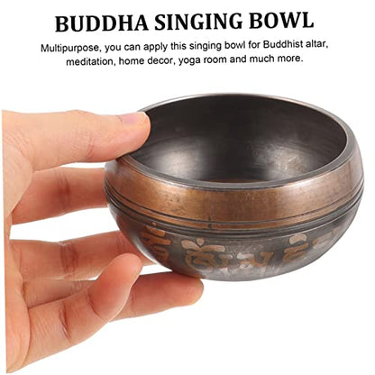 COLLBATH 1Set Tibet Singing Bowl Set Handmade Meditation Sound Bowl for Yoga Relaxation Chakra Healing Flat Bottom Multi Function Bowl with Wooden Mallet Zen Bag