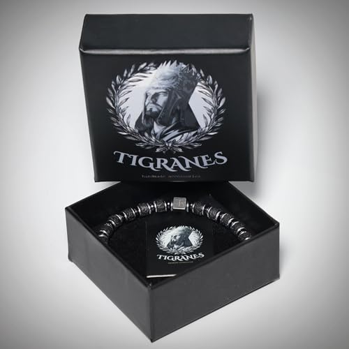 Tigranes Premium Natural Stone Bracelet Collection – Handmade Gemstone Jewelry in Luxury Branded Gift Box - style: Lava Stone