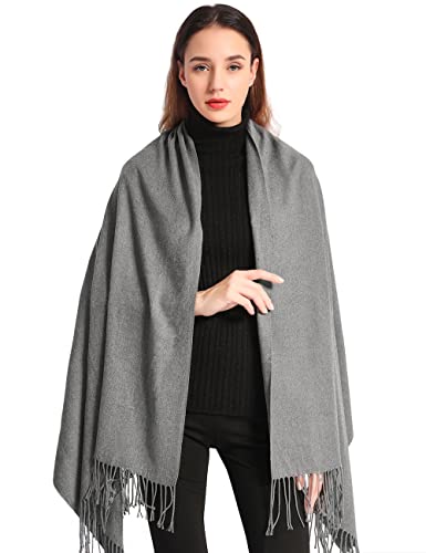Pashmina Shawl Women Winter Scarf Warm Wedding Wraps Ladies Scarves for Evening Dresses - color: Gray