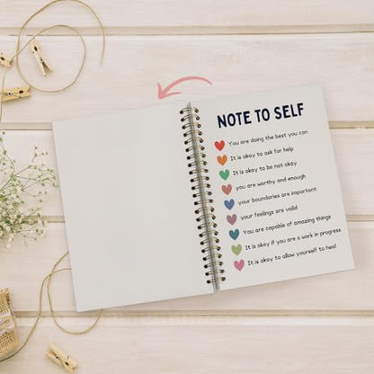 Note to Self Mental Health Notebook, Self Love Gifts, Mental Health Journal for Women, Inspirational Mental Health Gifts, Therapy Journal for Mental Health, Spiral Notebook 5.5x8.3 Inch - color: Note to Self - White