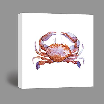 wall26 - 2 Panel Square Canvas Wall Art - Watercolor Painting Style Crabs in Red and Green - Giclee Print Gallery Wrap Modern Home Art Ready to Hang - 12"x12" x 2 Panels - color: Crabs in Red and Green, size: 12" x 12" x 2 panels