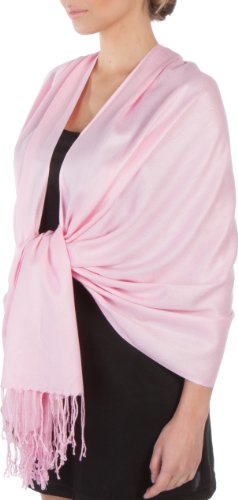 Sakkas Large Soft Silky Pashmina Shawl Wrap Scarf in Solid Colors - color: Baby Pink