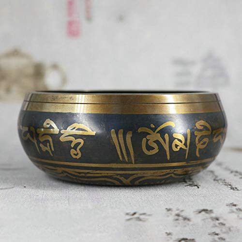 Tibetan Singing Bowl Buddhism Meditation Bell Hand Hammered Buddhist Brass Bowl (14.5CMX7CM) - size: 14.5CMX7CM