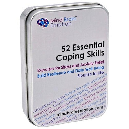 Mind Brain Emotion 52 Essential Coping Skills Cards - Self Care Exercises for Stress and Social Anxiety Relief - Resilience, Emotional Agility, Confidence Therapy Games for Teens, Adults