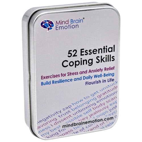 Mind Brain Emotion 52 Essential Coping Skills Cards - Self Care Exercises for Stress and Social Anxiety Relief - Resilience, Emotional Agility, Confidence Therapy Games for Teens, Adults