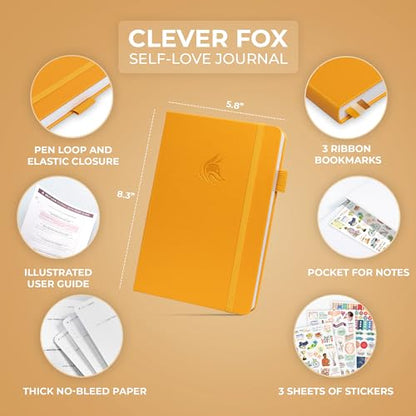 Clever Fox Self-love Journal – Guided Self-Discovery Log for Self-care, Reflection & Self-help, Mental Health, Gratitude & Mindfulness (Amber Yellow) - color: Amber Yellow