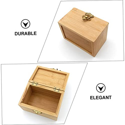 Healifty Bamboo Storage Box Jewelry Box Organizer Square Case Capacity for Home Office Decor Style