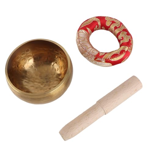 Zerone Buddhism Singing Bowl Meditation Sound Bowl Set Handmade Metal Sound Bowl with Soft Cushion & Wooden, Great for Yoga, Meditation, Chakra Healing (3 Inch & Round Cushion & 1)