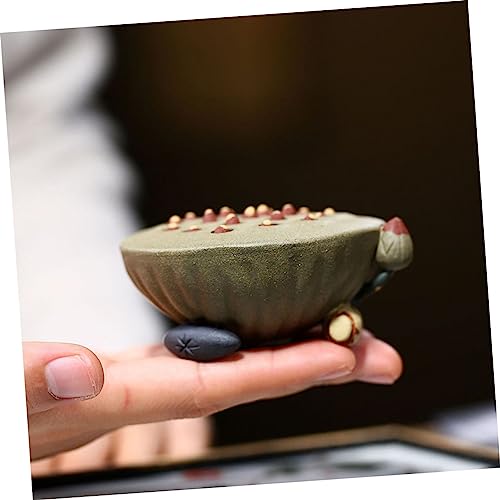 STOBAZA 1pc Lotus Seedpod Decorative Tablepiece for Home Unique Antique-Style Sculpture for Living Room Bedroom Fine Craftsmanship Green Zisha Clay