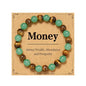 Healing Crystal Bracelet for Women, Natural Stone Beaded Healing Crystal Bracelet Triple Protection Stress Relief Beads Jewelry Birthday Gifts Jewelry for Her - style: Money
