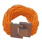 Multi Layers Seed Beads Wide Bangle Strand Bracelet for Women (BR1167)… - color: Orange