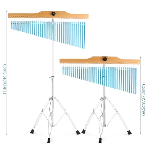 EASTROCK 36 Note Chimes Musical Instruments Percussion Instrument Single-row Chime Bar Chimes Percussion Height-Adjustable Stand Blue - color: 36note Blue