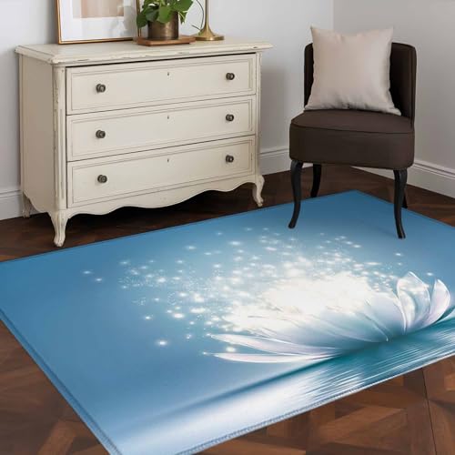 3x5ft Rectangle Rug,Meditation Lotus Flower Washable Area Rugs Non-Slip Accent Rug Asian Zen Spiritual Soft Circle Carpet for Living Room Bedroom Home Office Decor - size: 36x60in