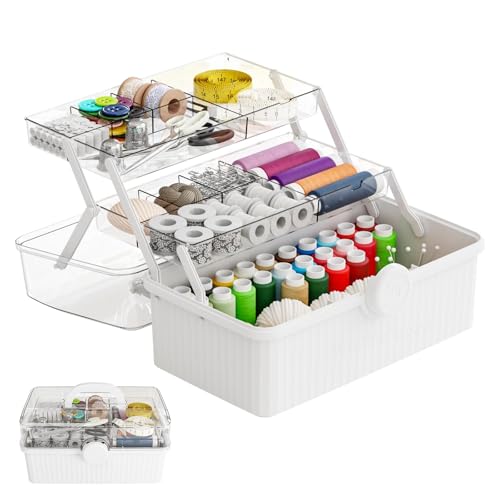 3-Layer Plastic Craft Box and Art Supply With Handled,Portable Ivf Medication Organizer,First Aid and Medicine Box,Multipurpose Hair Organizer for Girls Hair Stuff/Craft Tool,White - color: White