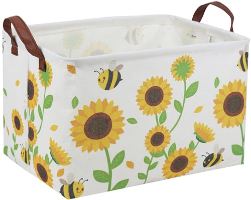 Rectangular Sunflower Baskets Gift Basket Empty Girls Basket Kids Storage Bin Baby Toy Organizer Box Love Room Decor for Home(Sunflower) - color: Sunflower
